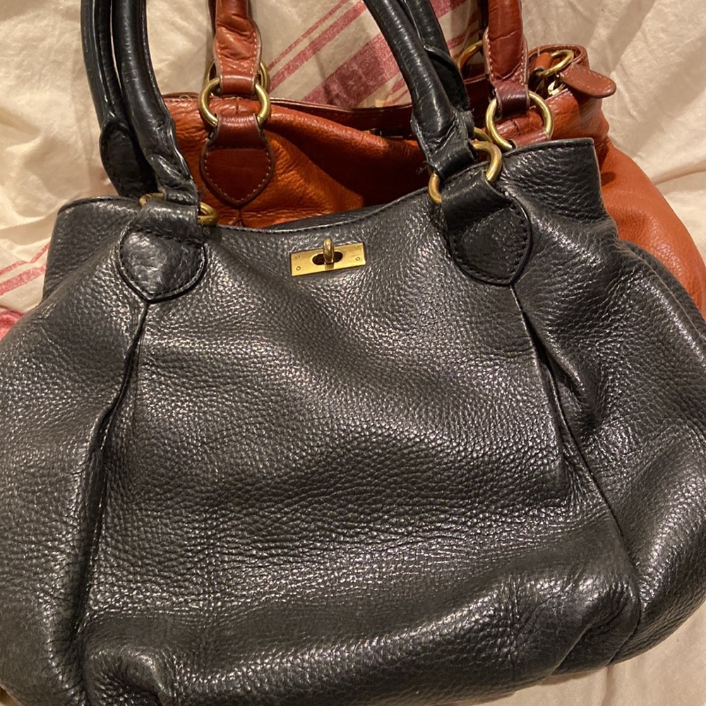 2 j.crew leather purses. 1 black 1 rust pebbled leather